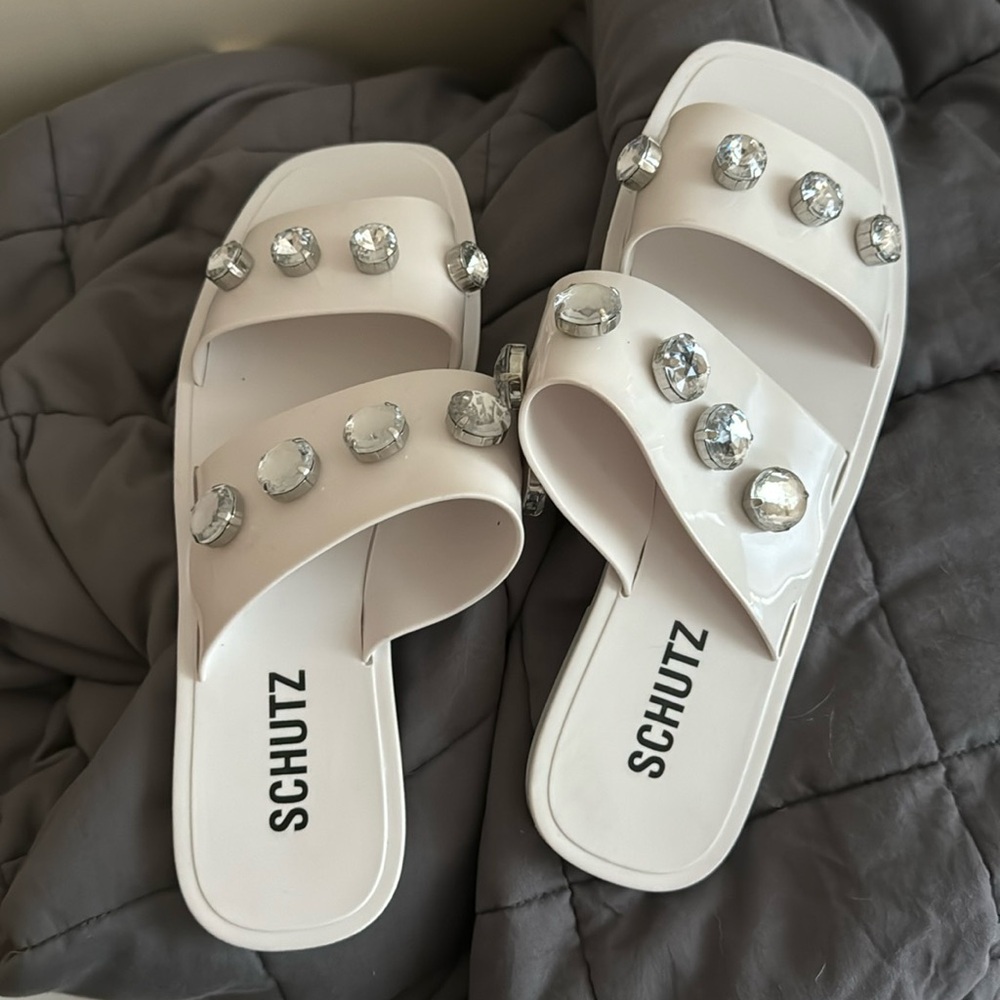 Schutz Sandals with Large Crystals